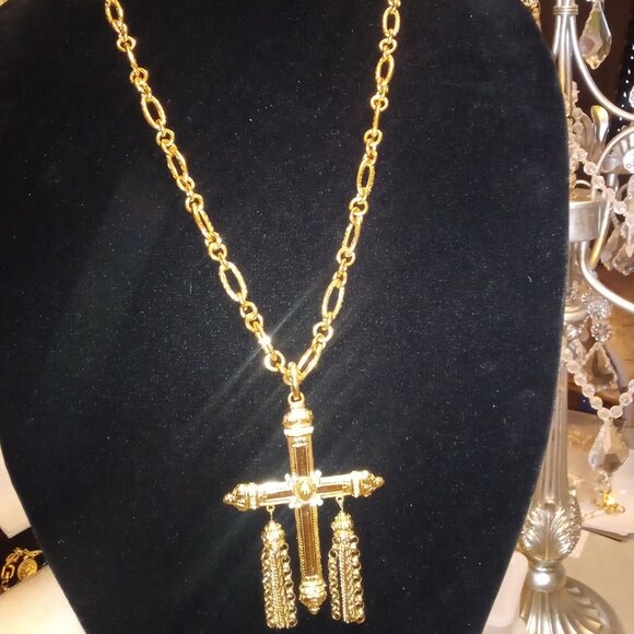 Givenchy Vintage LARGE Crystal Cross Necklace RARE Collector Piece - Picture 16 of 16